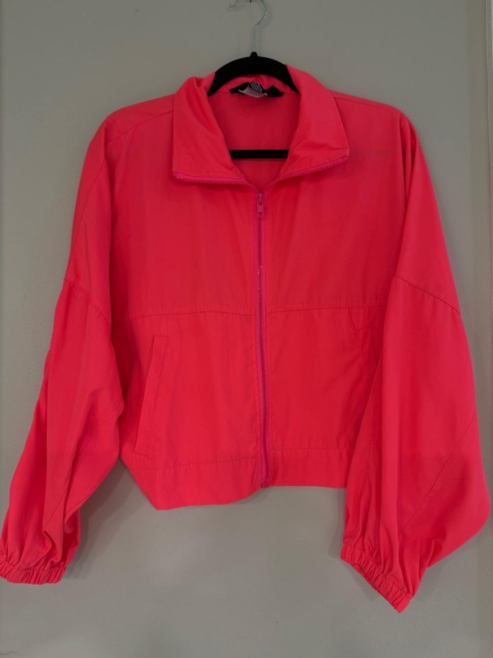 chic Neon Pink Full-Zip Bomber Jacket